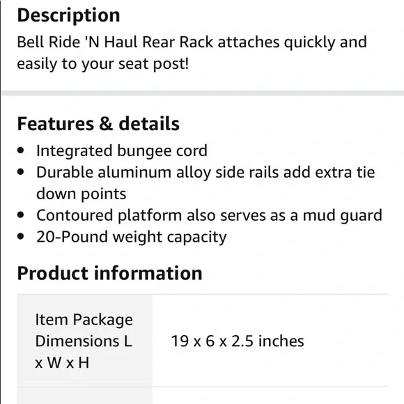 Bell Ride 'N Haul Rear Rack - Picture 2 of 4